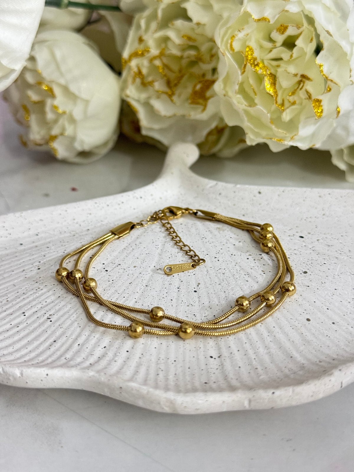 Triple Stream Gold Sphere Bracelet