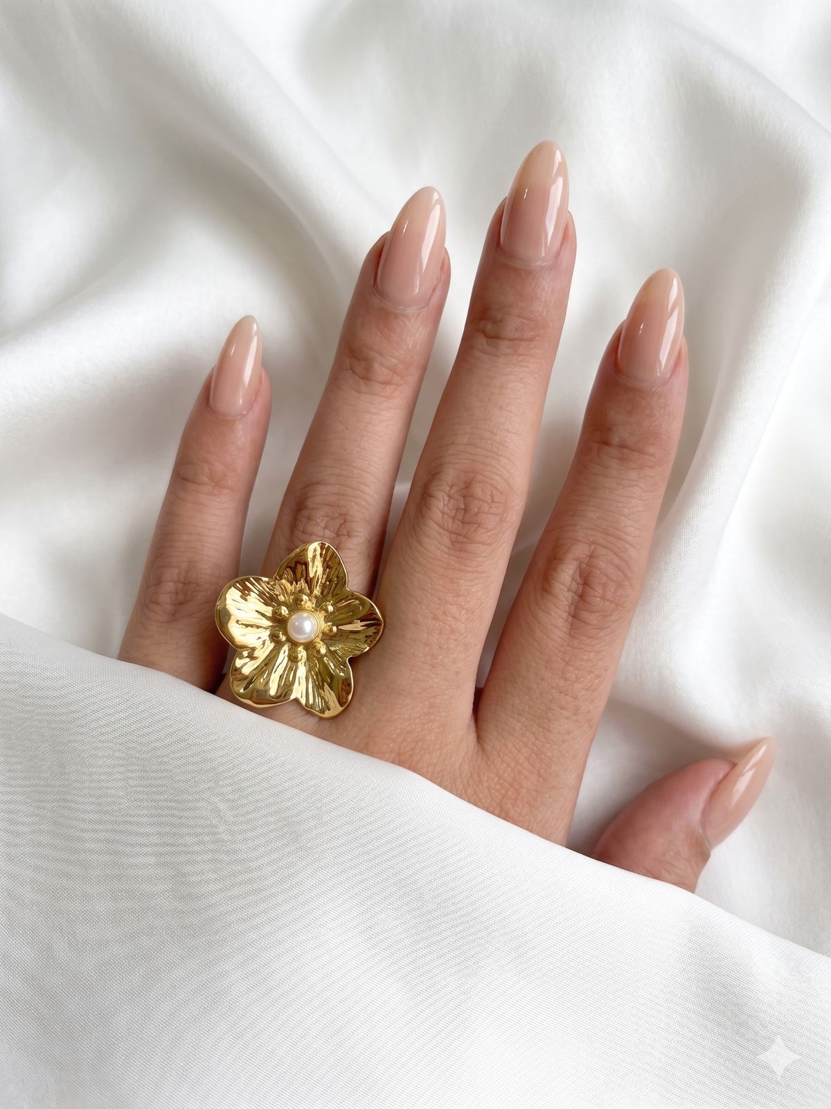Gilded Primrose Pearl Ring