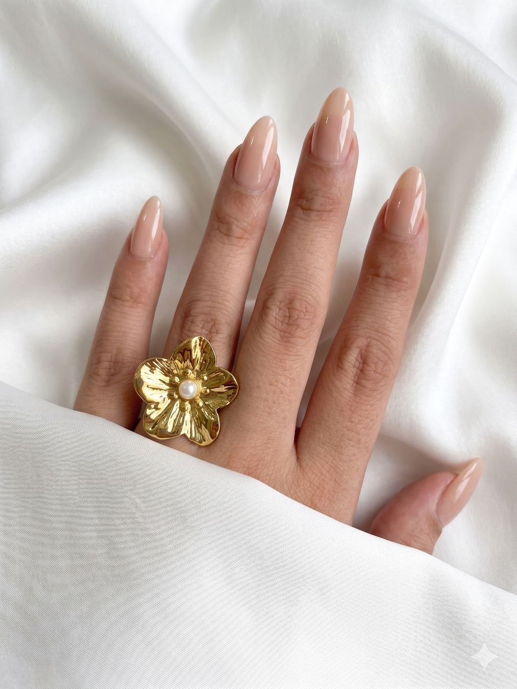 Gilded Primrose Pearl Ring