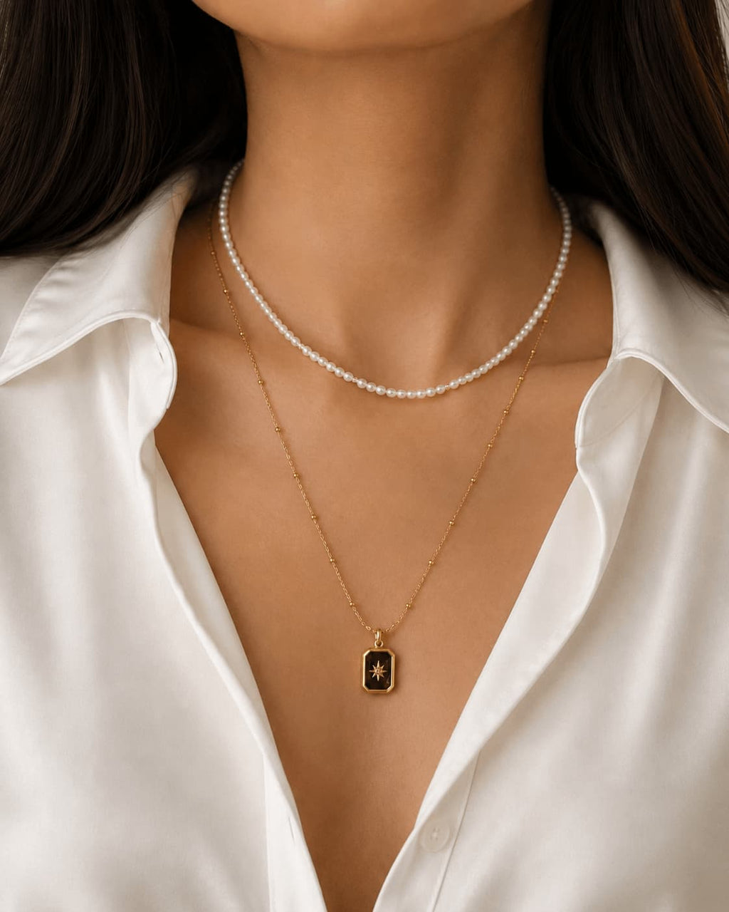 Layered Gold & Pearl Necklace