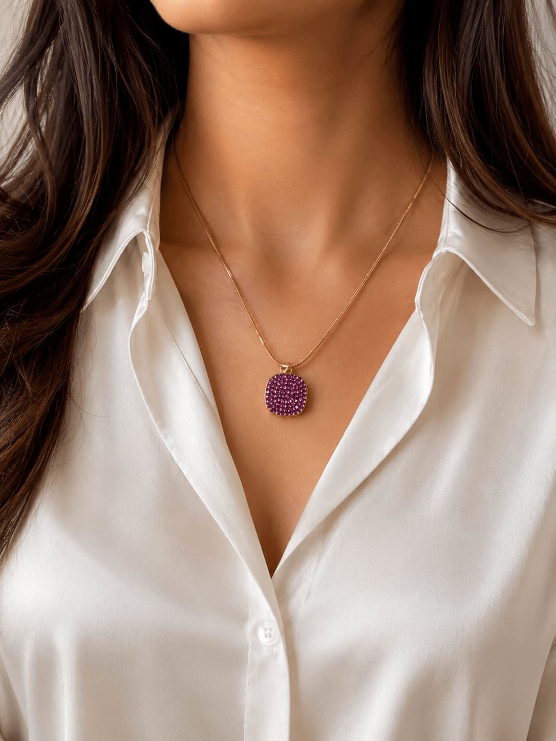 Amethyst Crush Cushion Pendant