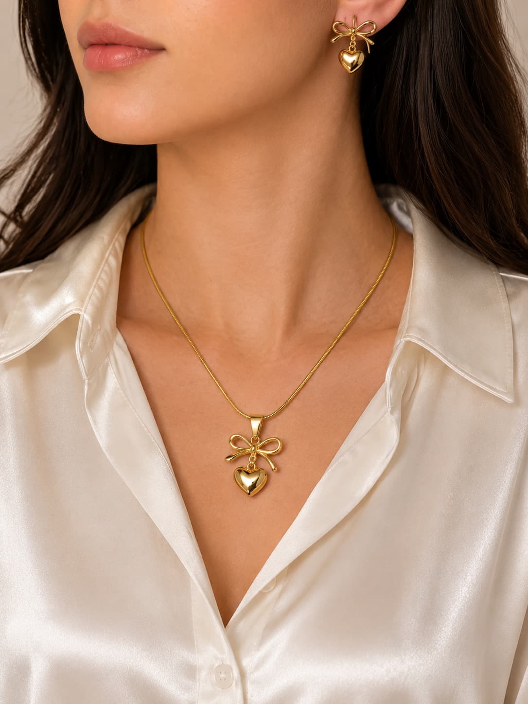 Adore Bow & Heart Pendant
