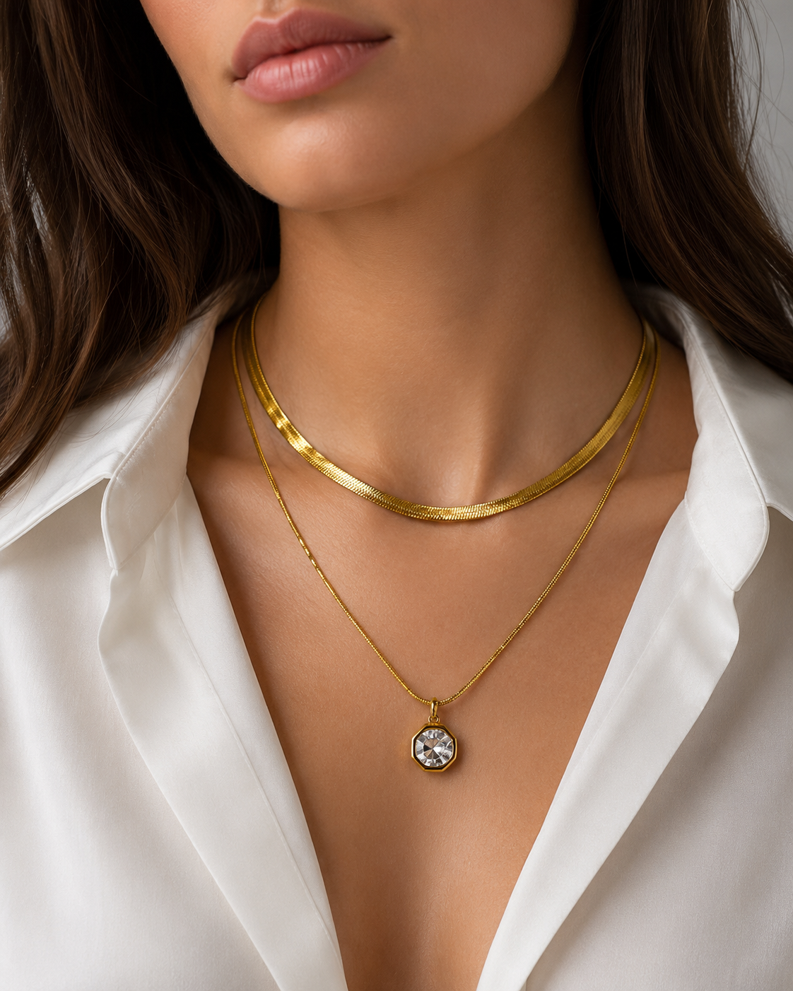 Diamond Layered Gold Necklace