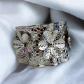 3D Flowers Silver Shine Bangle