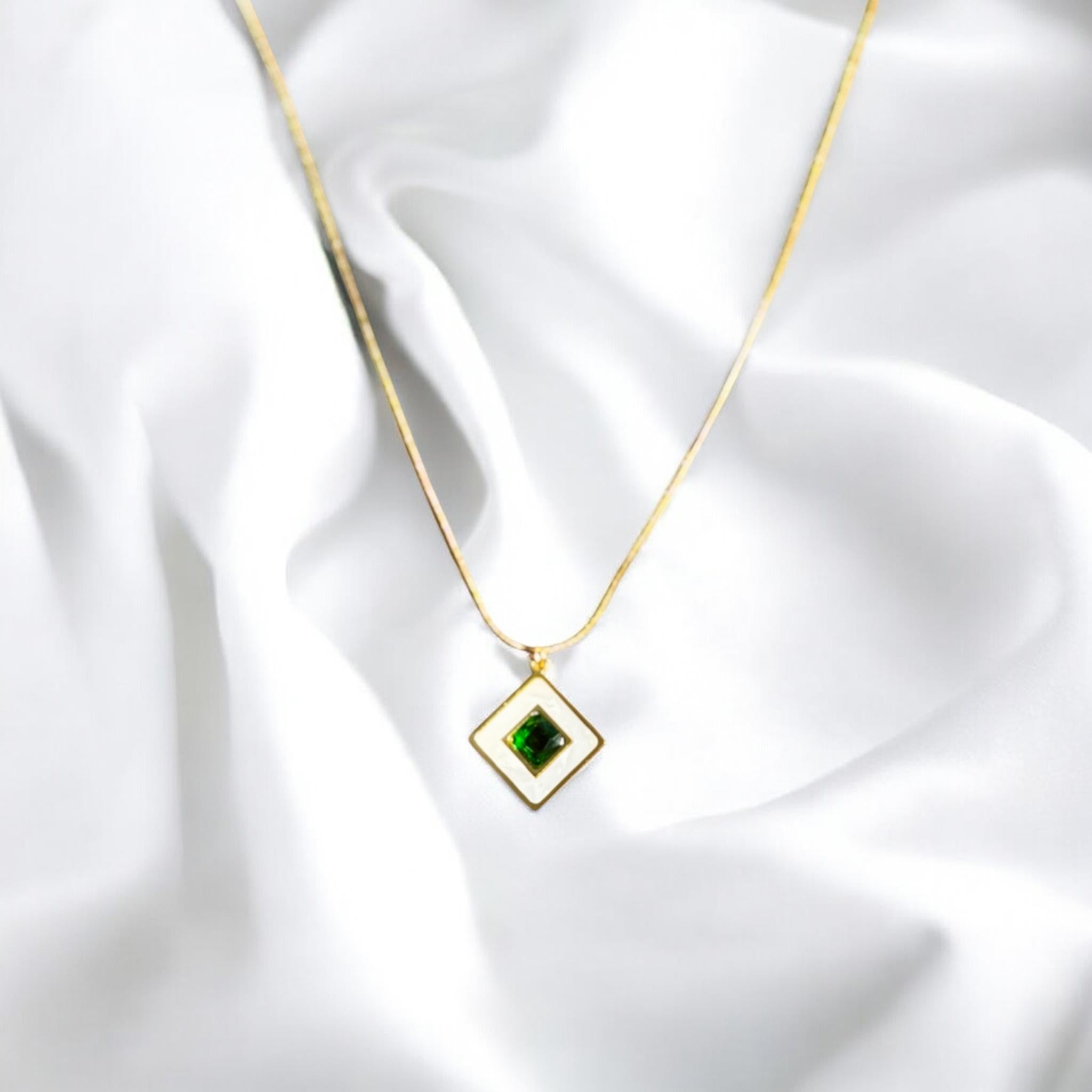 Diamond Shaped Emerald Necklace