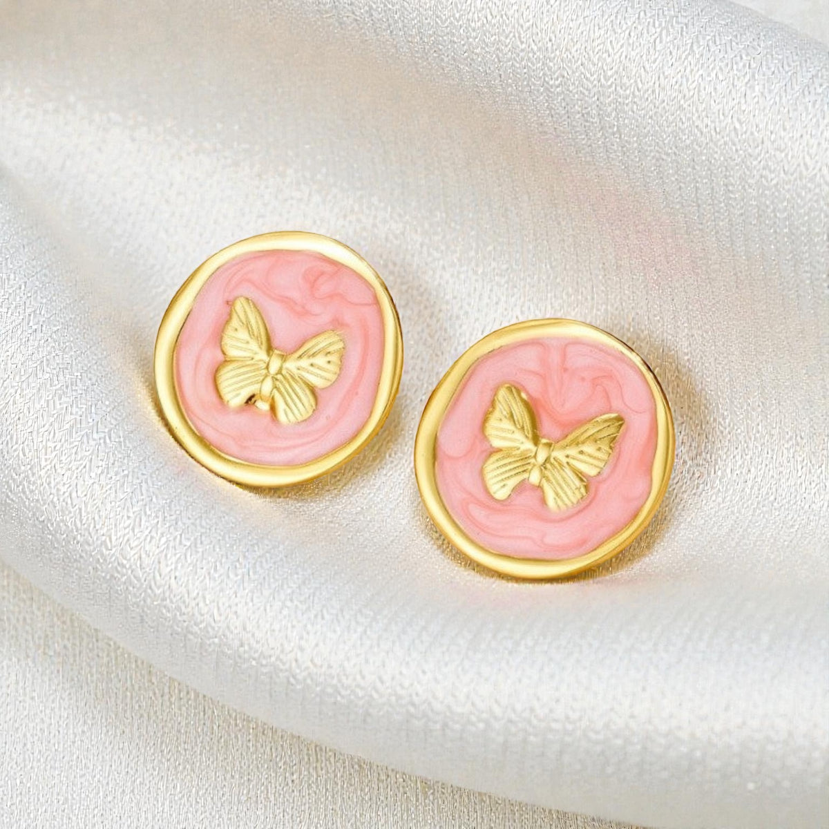 Blush Papillon Enamel Studs
