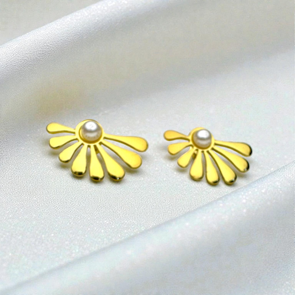 Solar Petal Pearl Studs