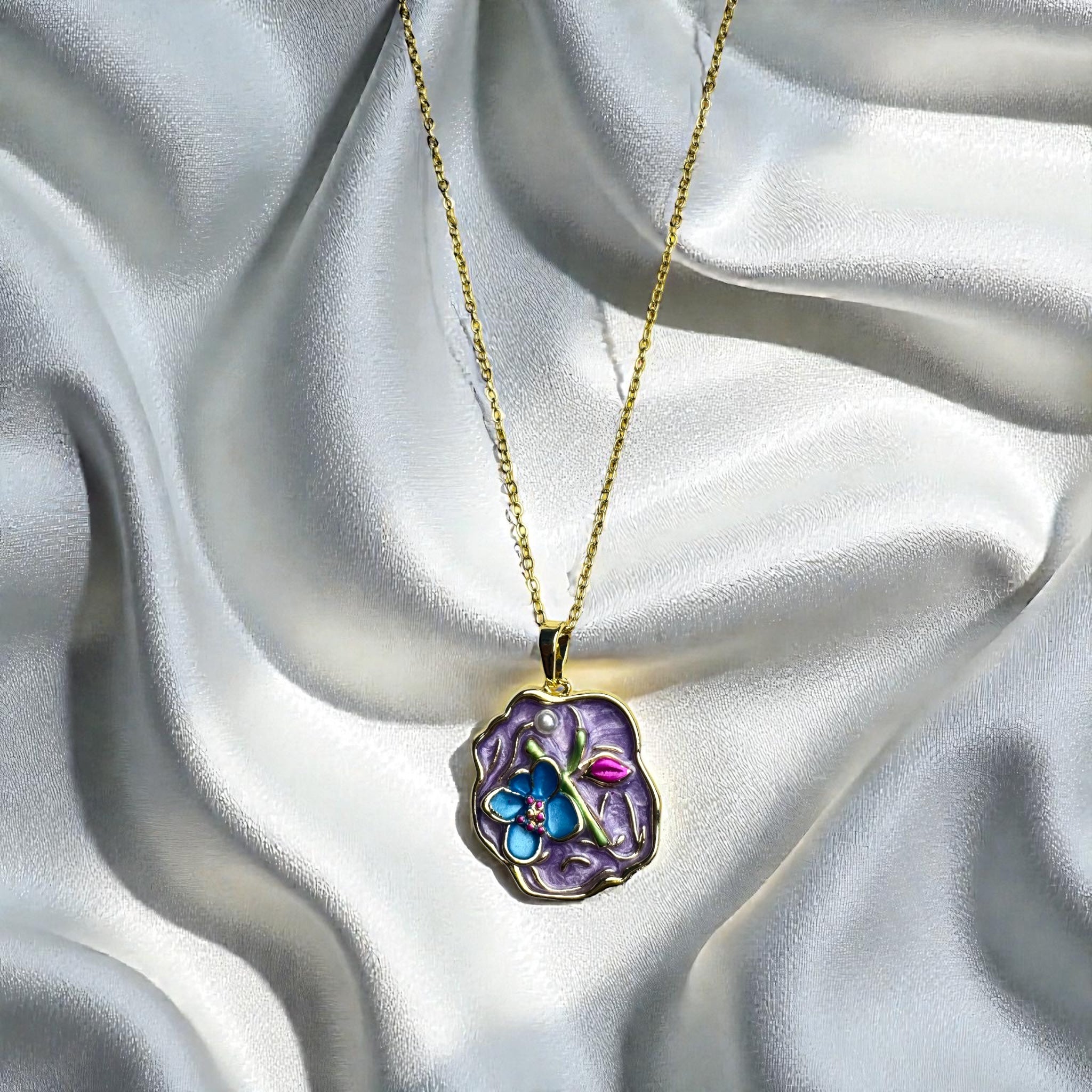Violet Garden Enamel Pendant