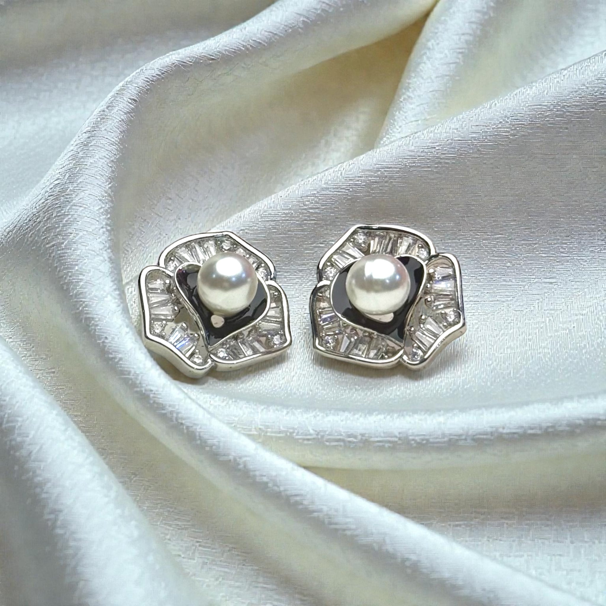 Midnight Pearl Bloom Studs