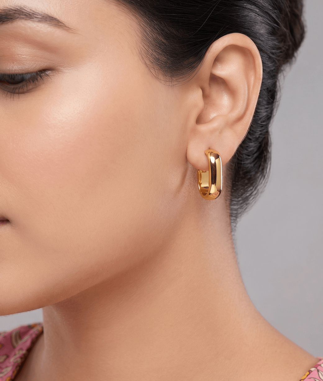 Modernist Oblong Gold Hoops