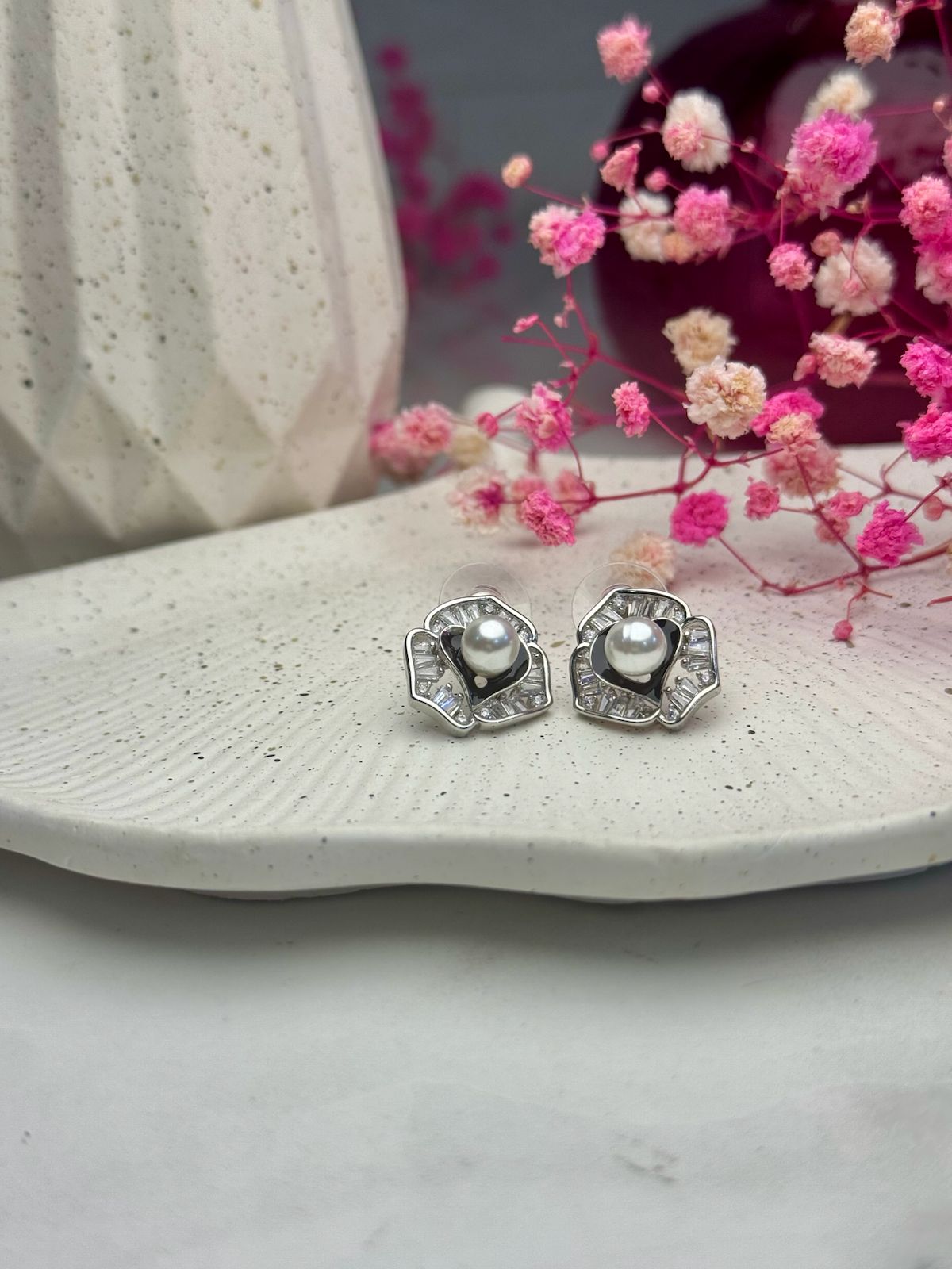 Midnight Pearl Bloom Studs