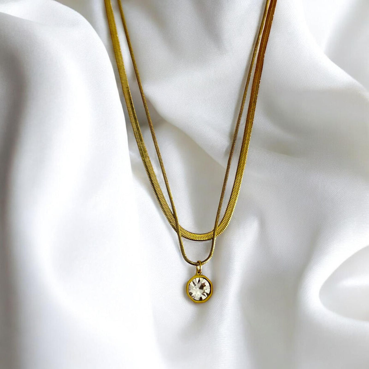 Diamond Layered Gold Necklace