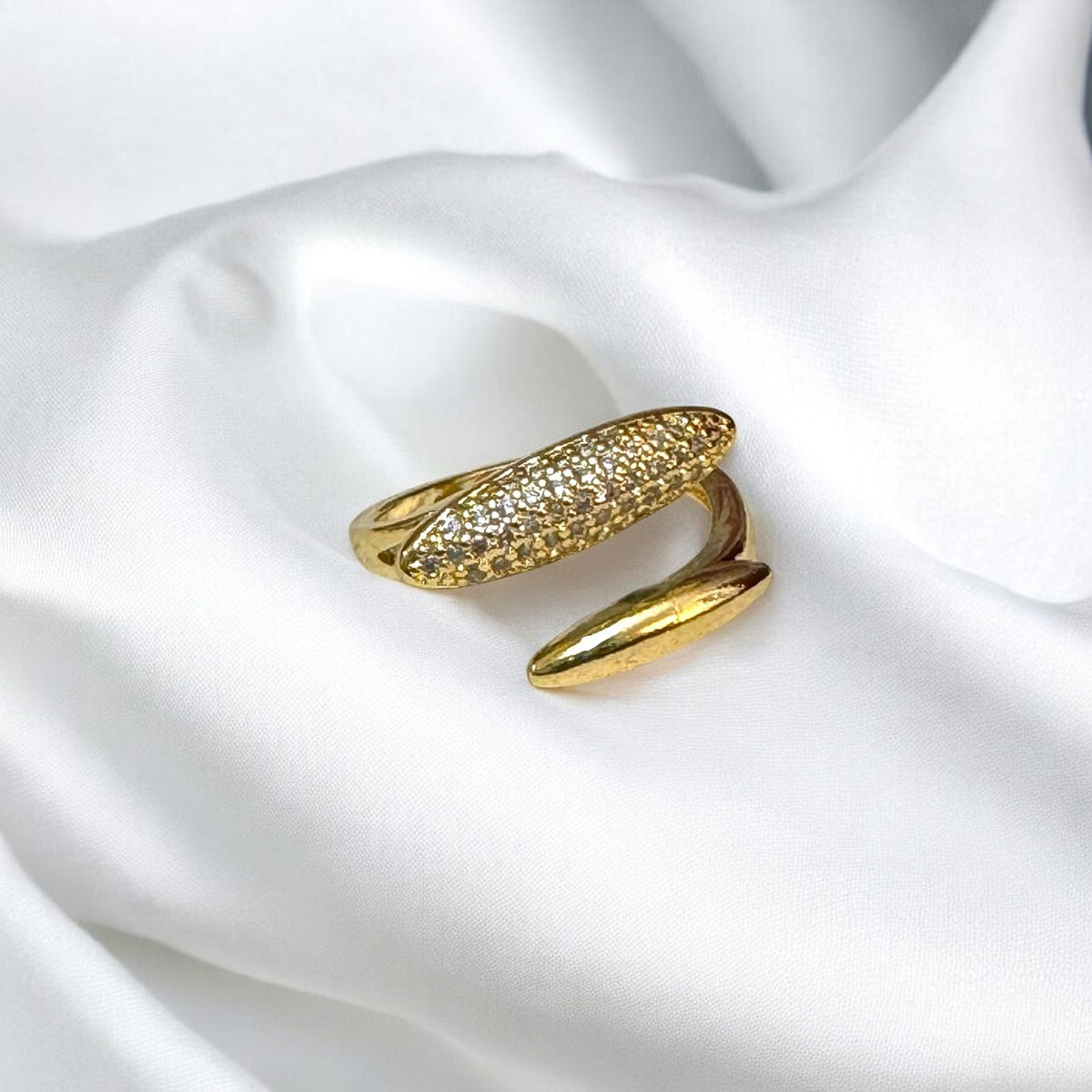 Golden Serpent Pavé Ring