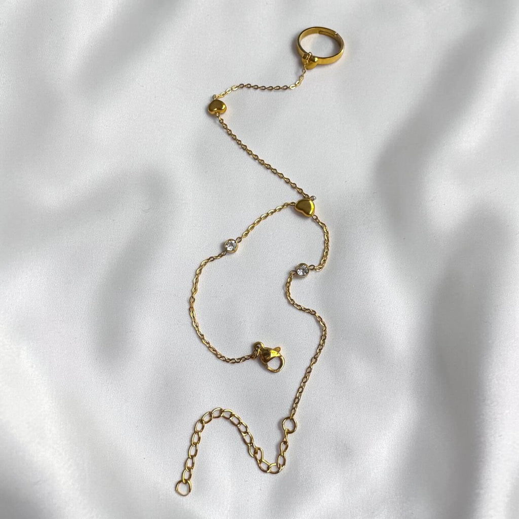Heart & Stone Hand Bracelet