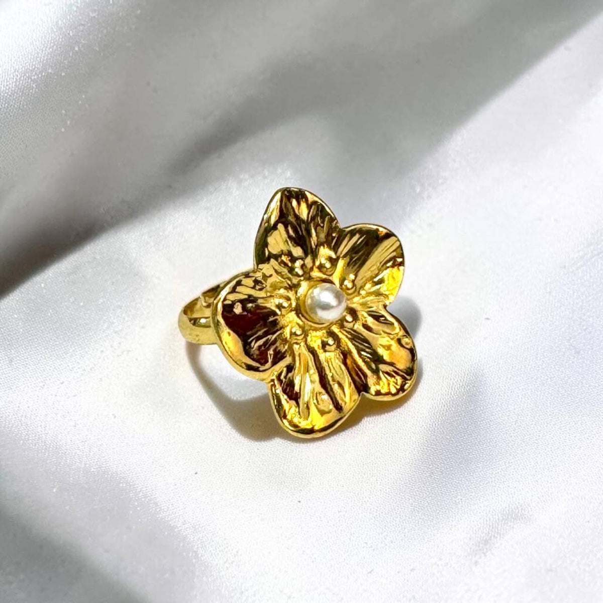 Gilded Primrose Pearl Ring