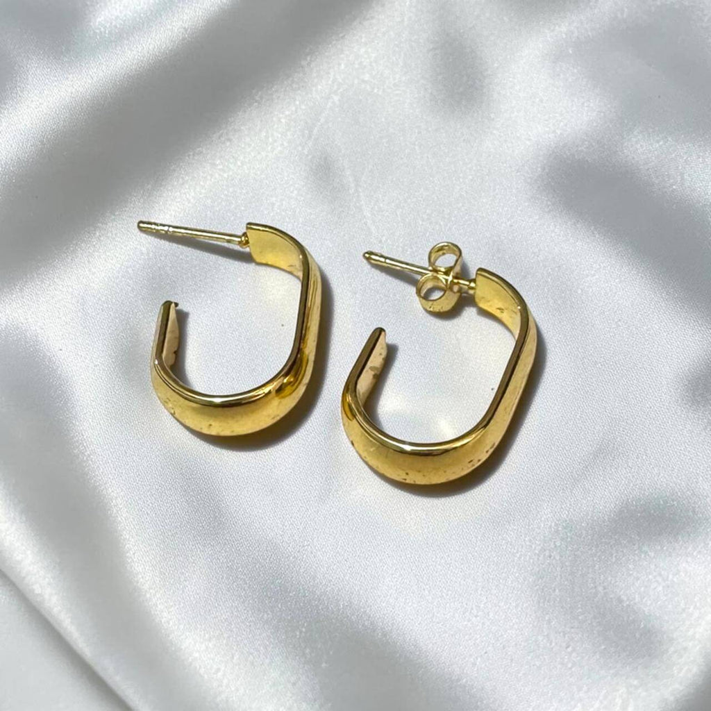 Modernist Oblong Gold Hoops