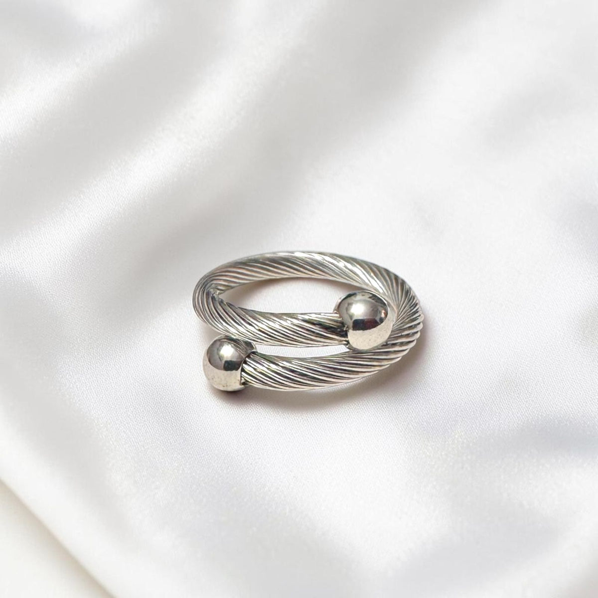 Beads Silver Band Ring