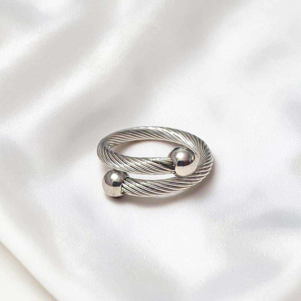 Beads Silver Band Ring