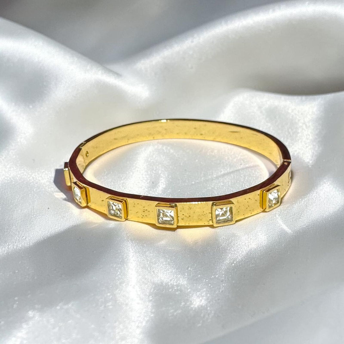 Square Diamondies Gold Bangle