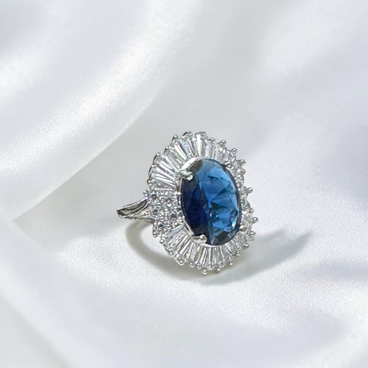 Blue Sparkle Statement Ring