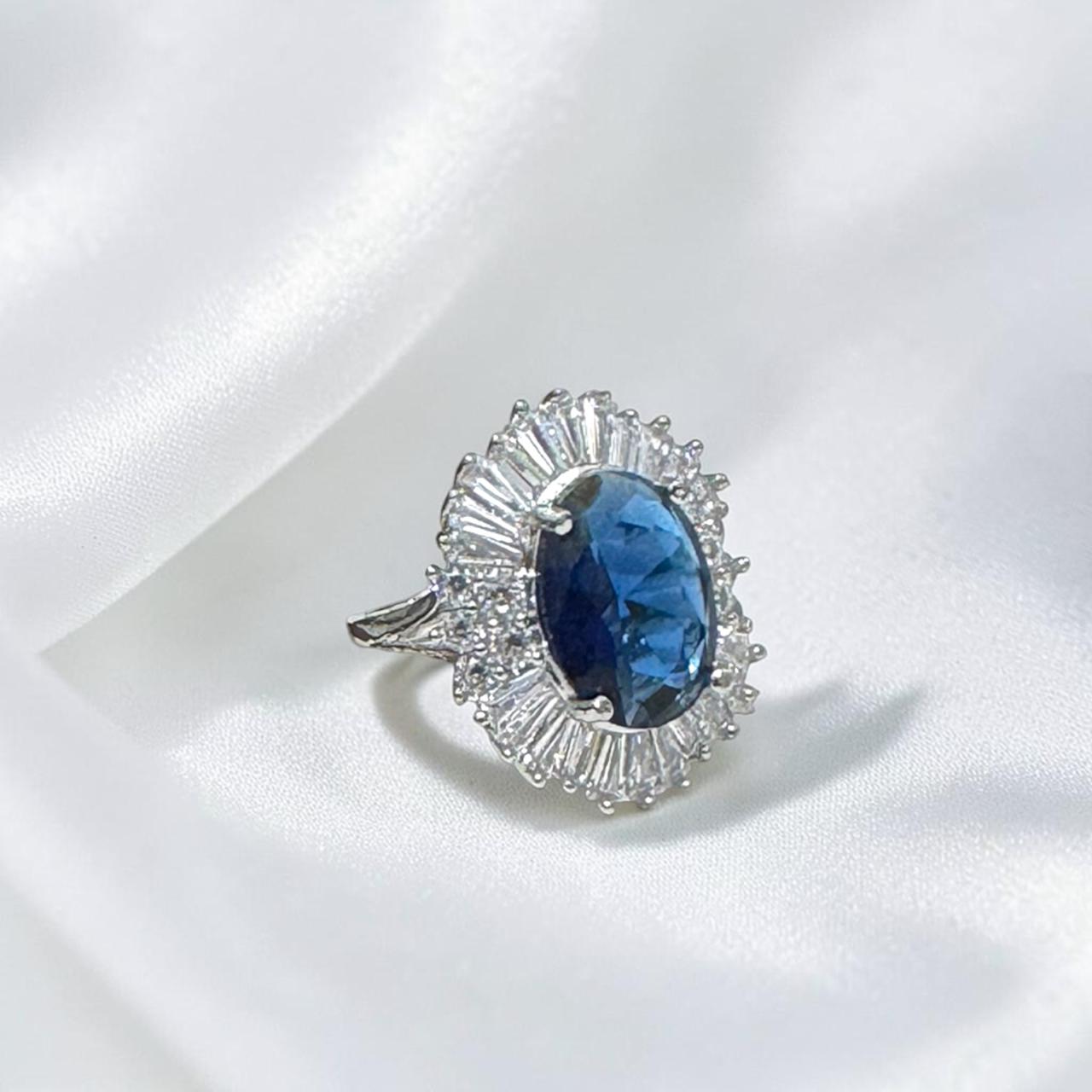 Blue Sparkle Statement Ring