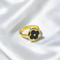 Black Four Petal Gold Ring
