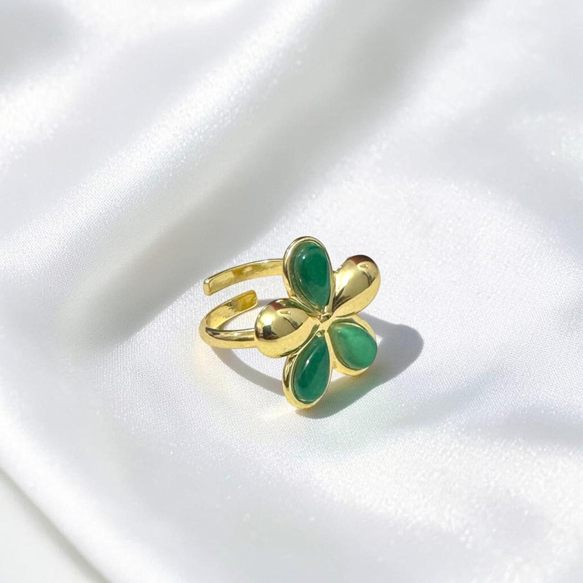 Green & Gold Floral Ring