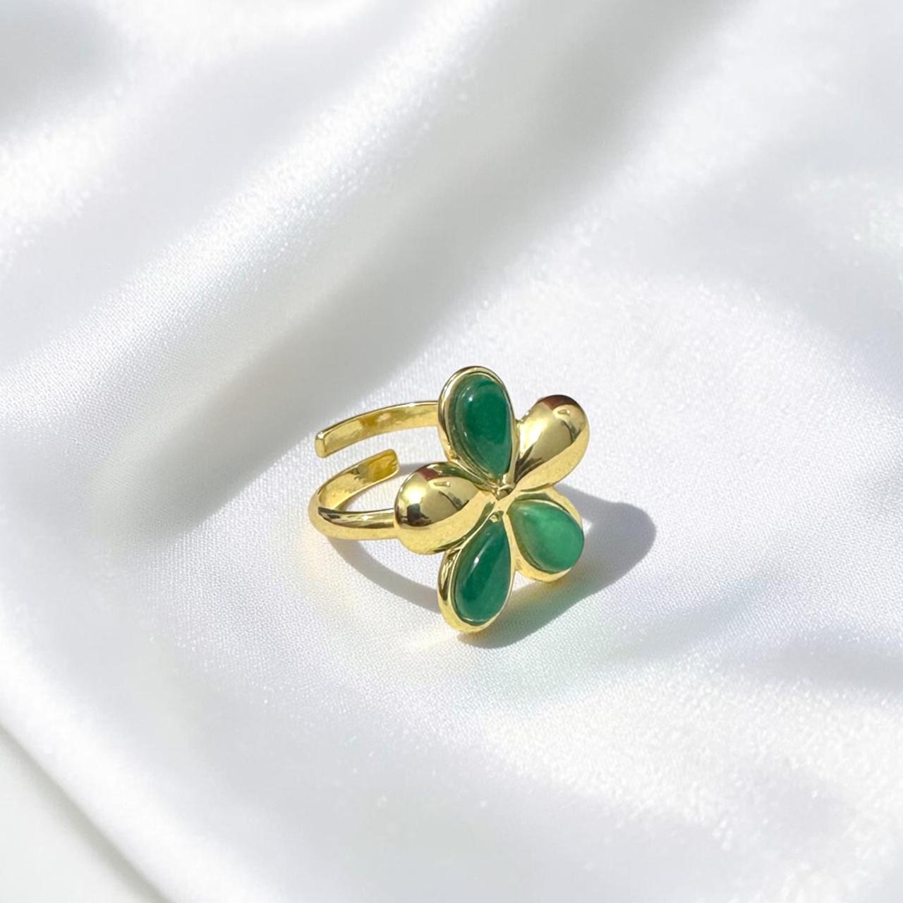 Green & Gold Floral Ring