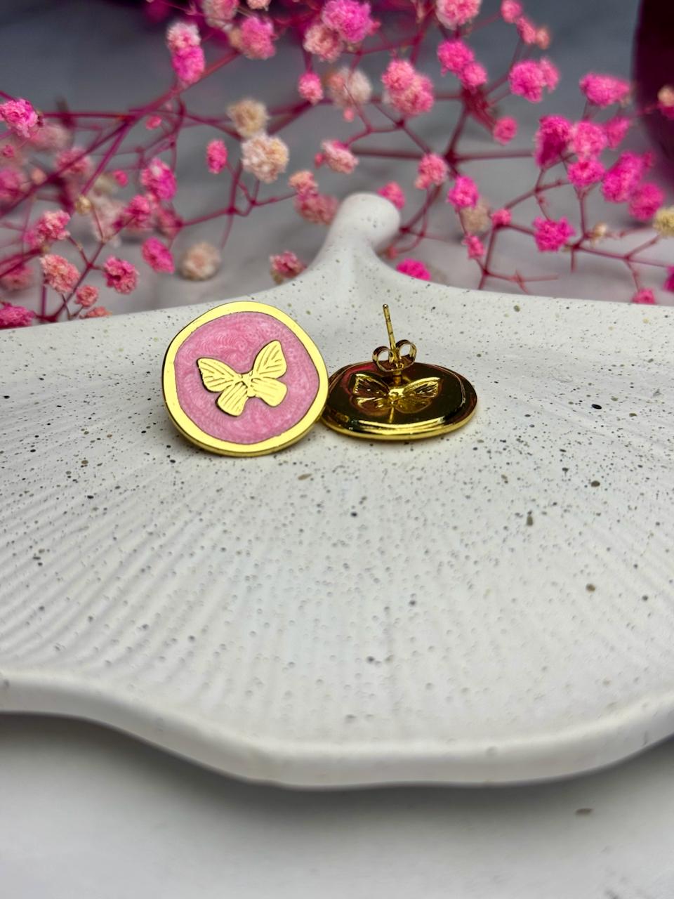 Blush Papillon Enamel Studs