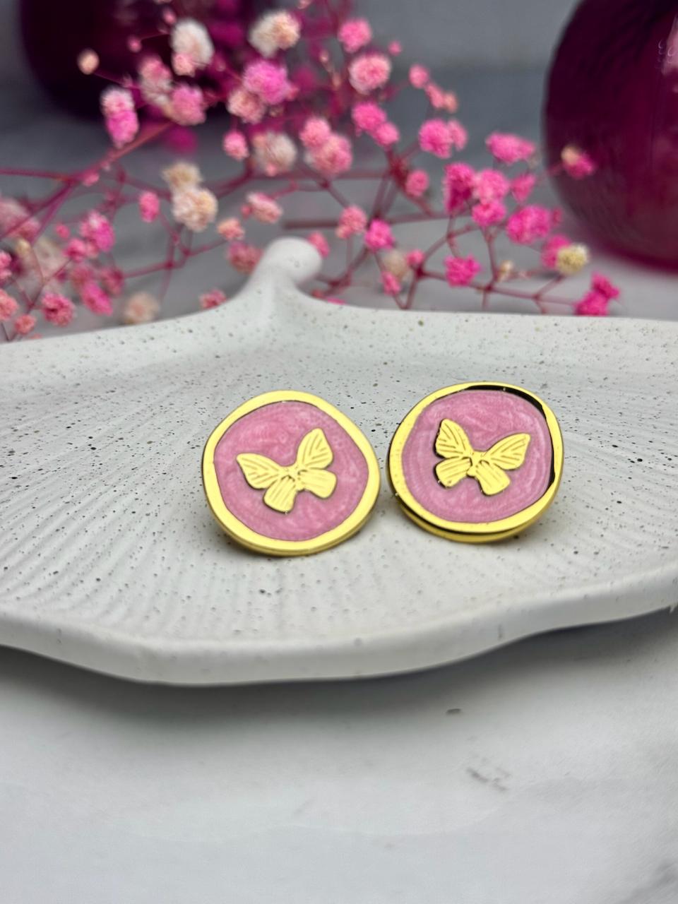 Blush Papillon Enamel Studs