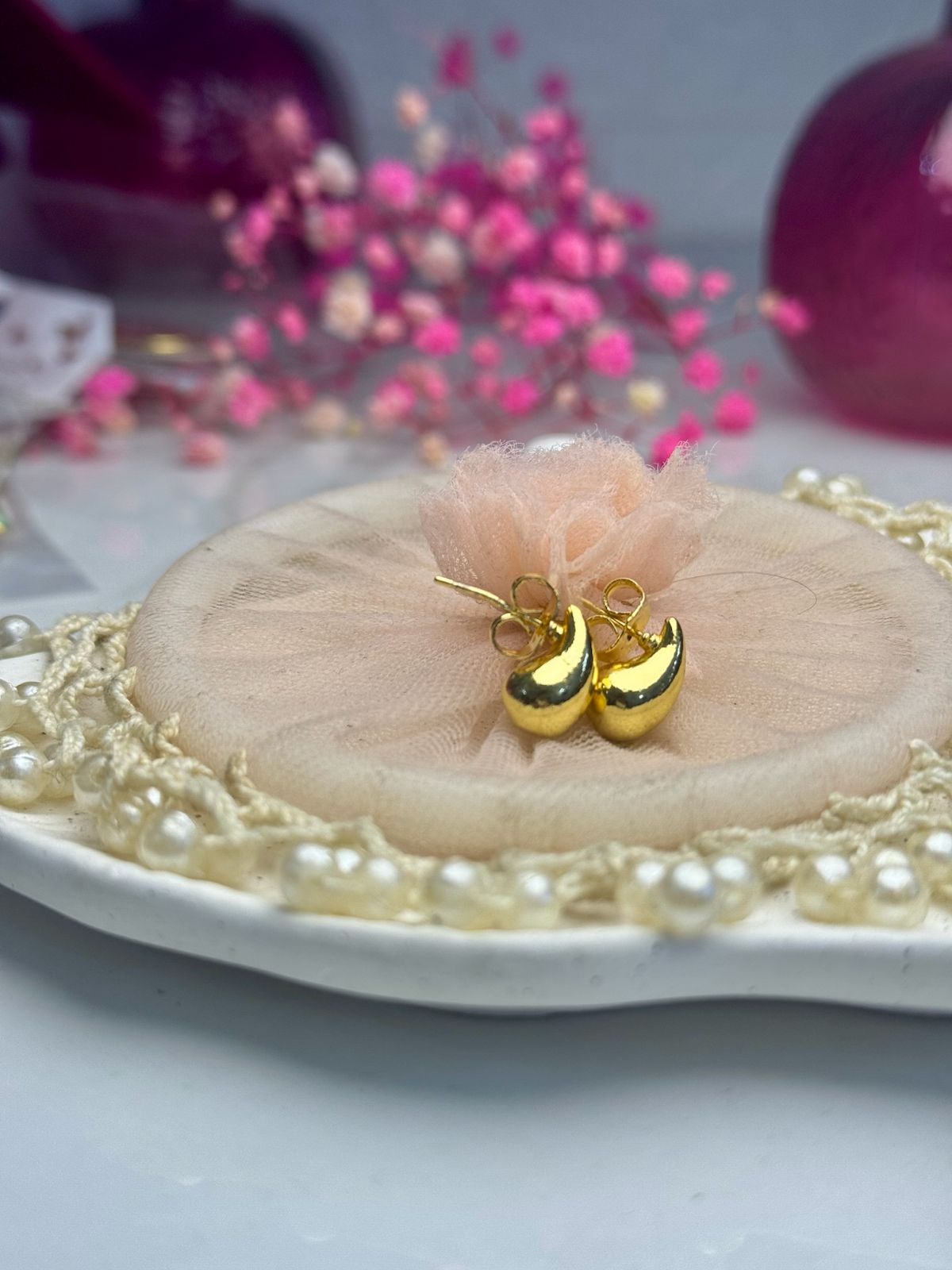 Gilded Dewdrop Sculptural Studs