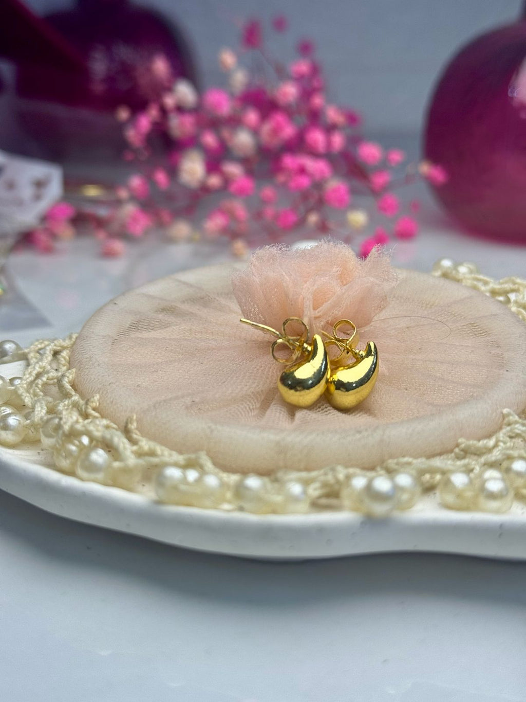 Gilded Dewdrop Sculptural Studs