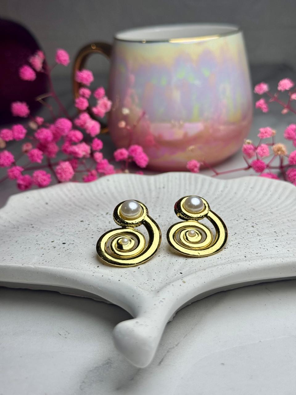 Seraphina Pearl Spiral Studs