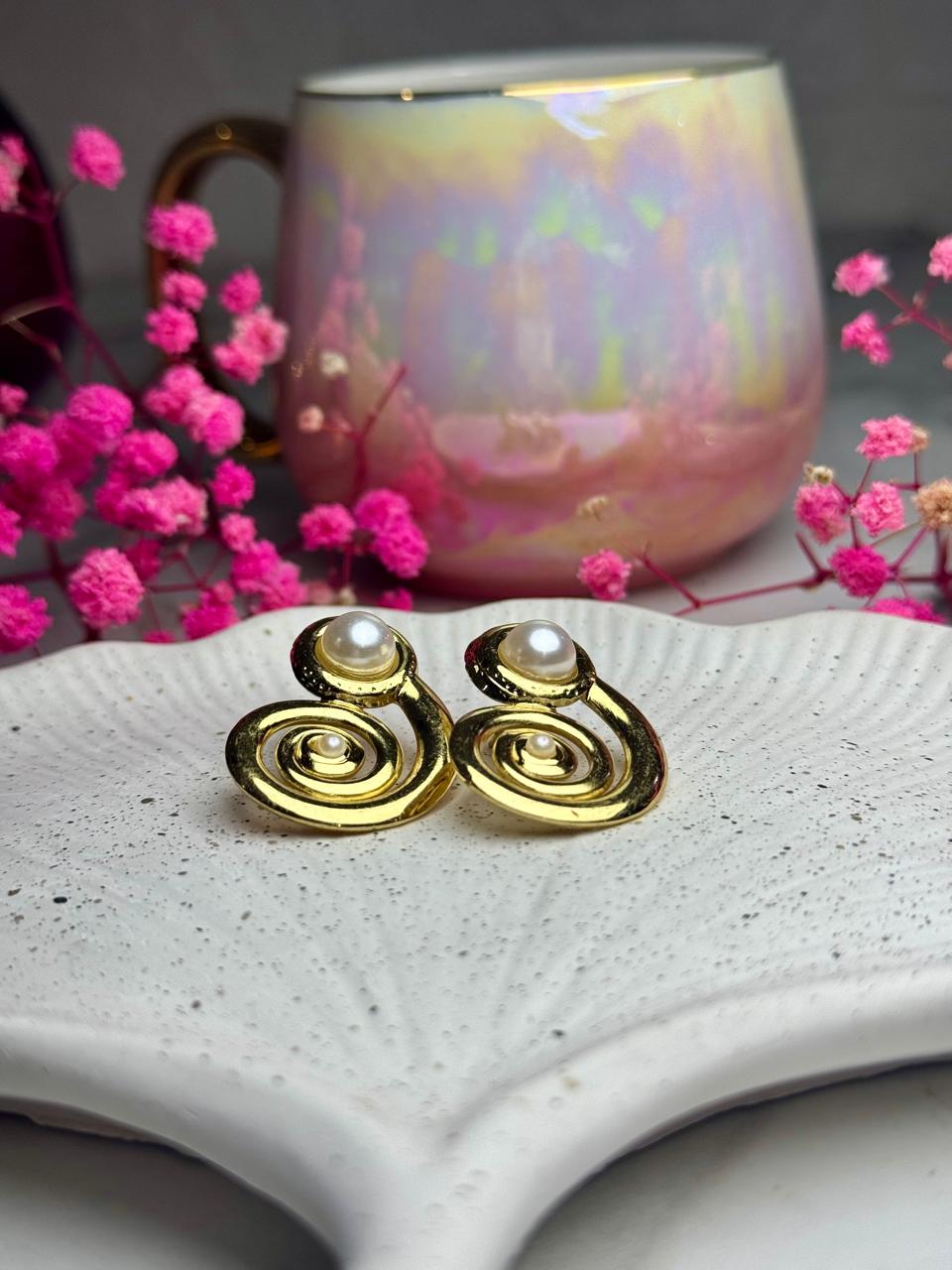 Seraphina Pearl Spiral Studs