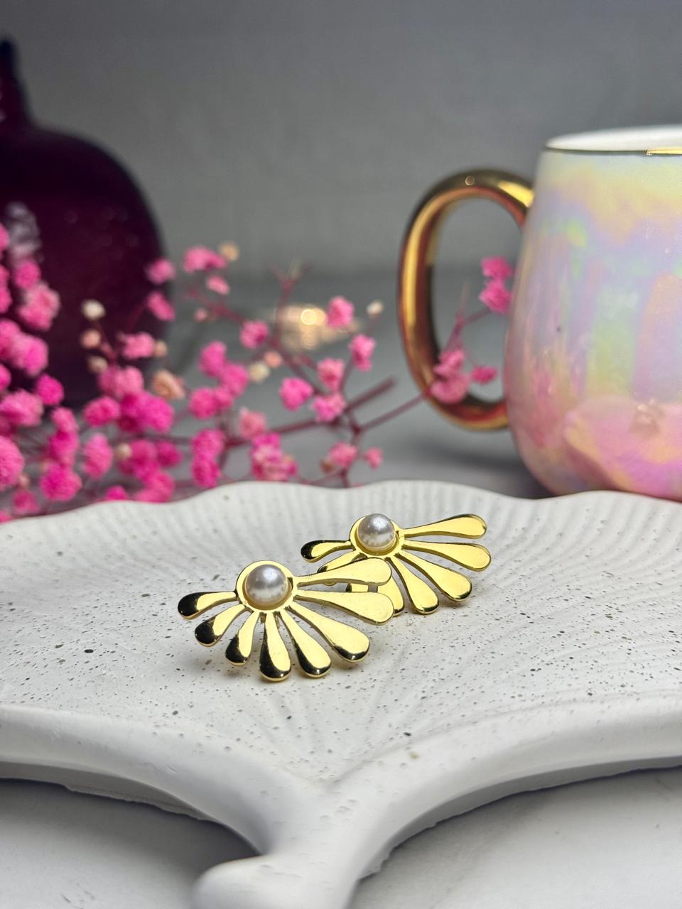 Solar Petal Pearl Studs