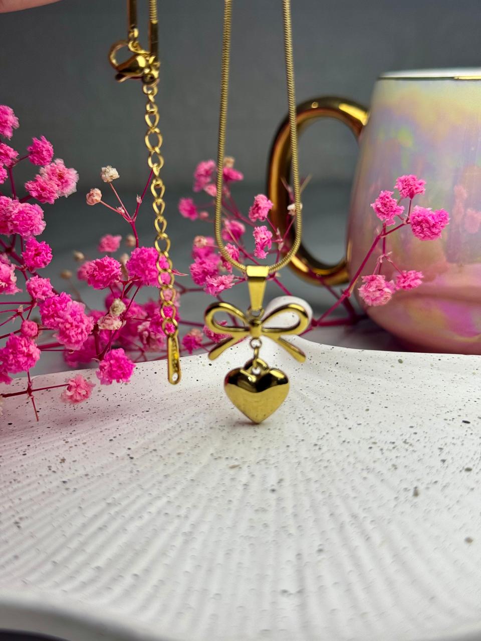 Adore Bow & Heart Pendant