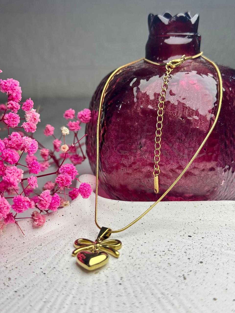 Adore Bow & Heart Pendant
