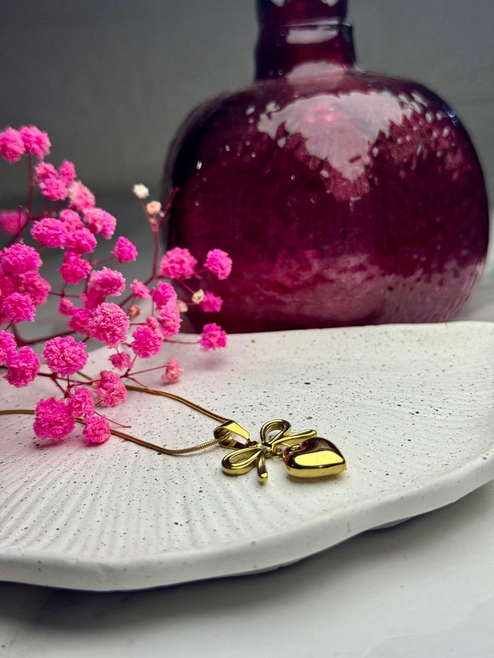 Adore Bow & Heart Pendant