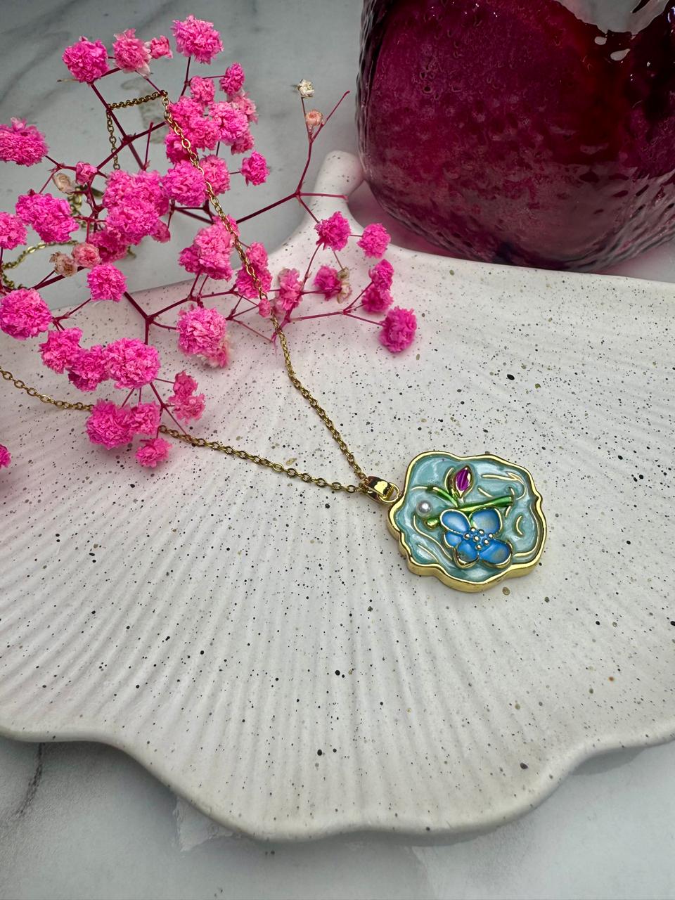 Enchanted Teal Bloom Pendant