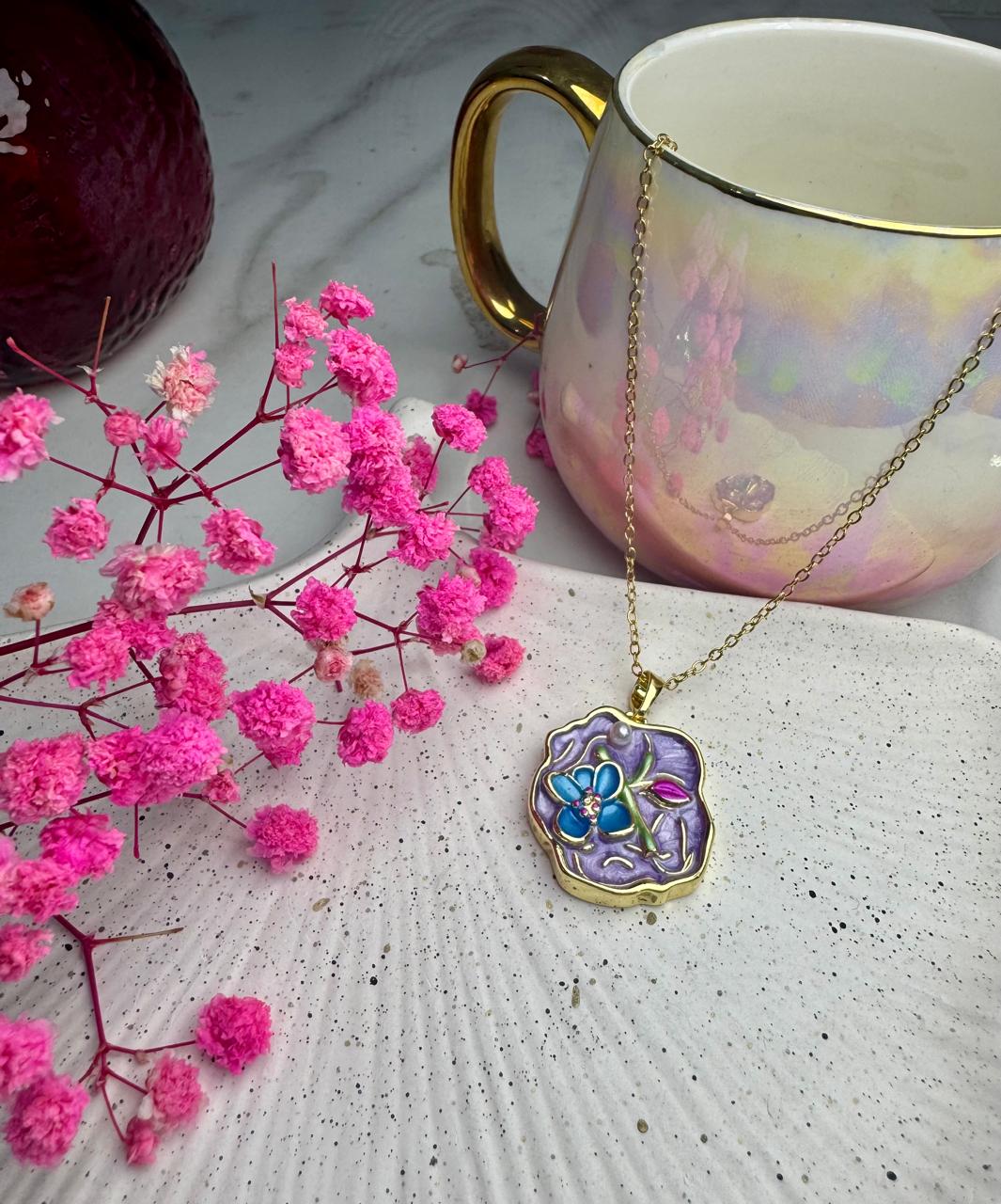 Violet Garden Enamel Pendant