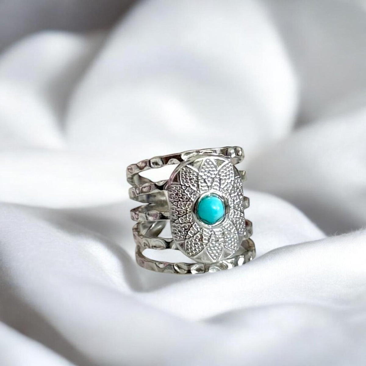 Turquoise Bead Silver Ring