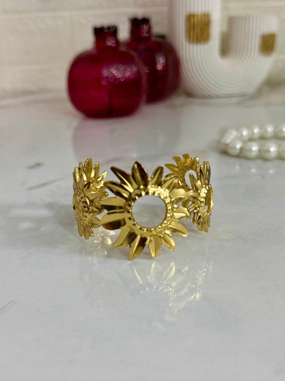 Gold Sunflower Bangle