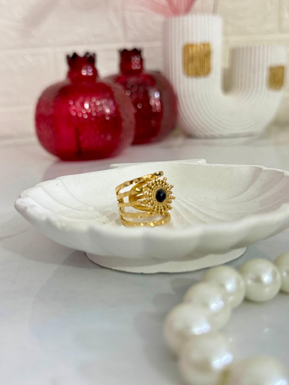 Black & Gold Sunflower Ring