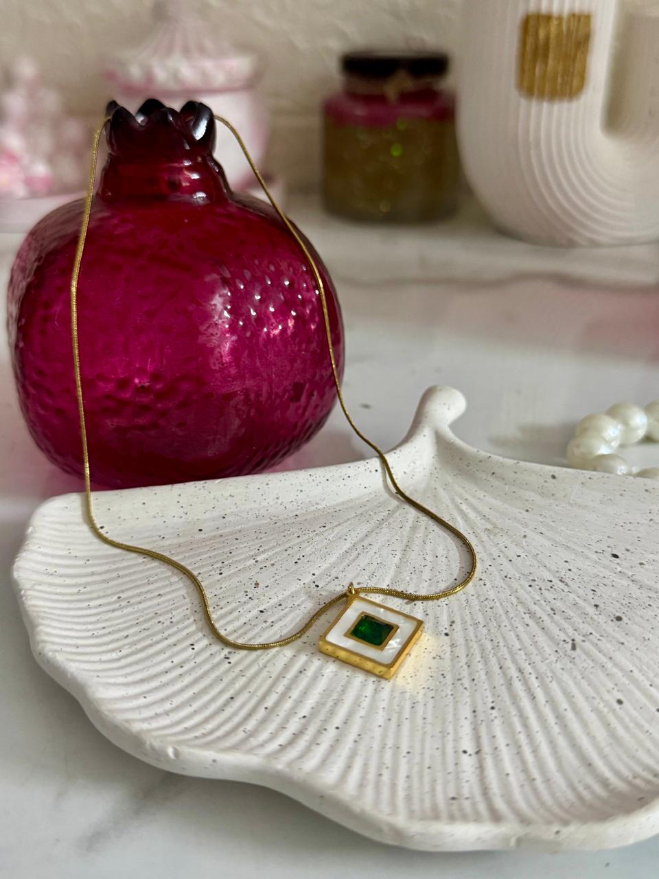 Diamond Shaped Emerald Necklace